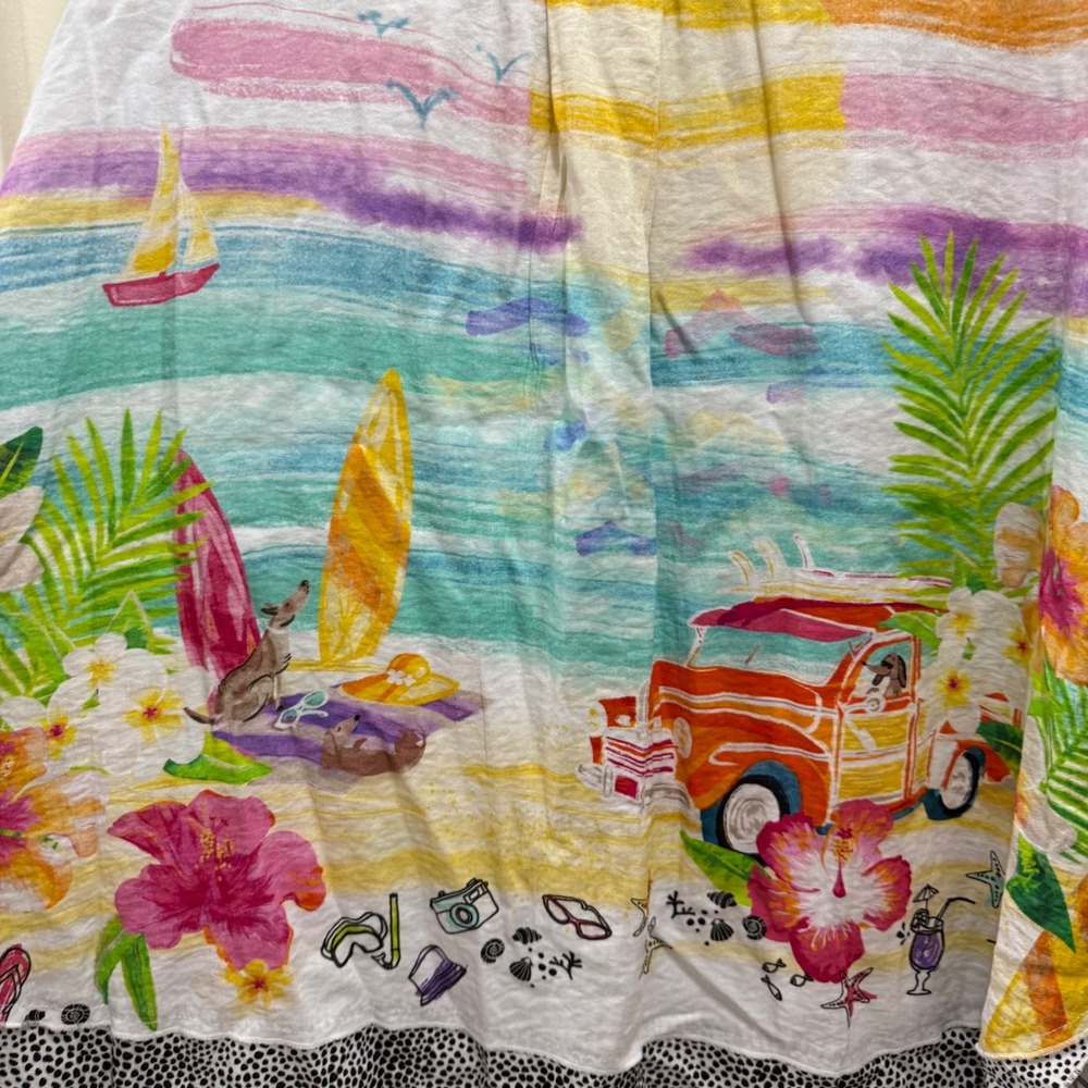 John Mark Womens Button Down Beach Print Blouse Top Summer AOP Plus Size 1X - Picture 6 of 7